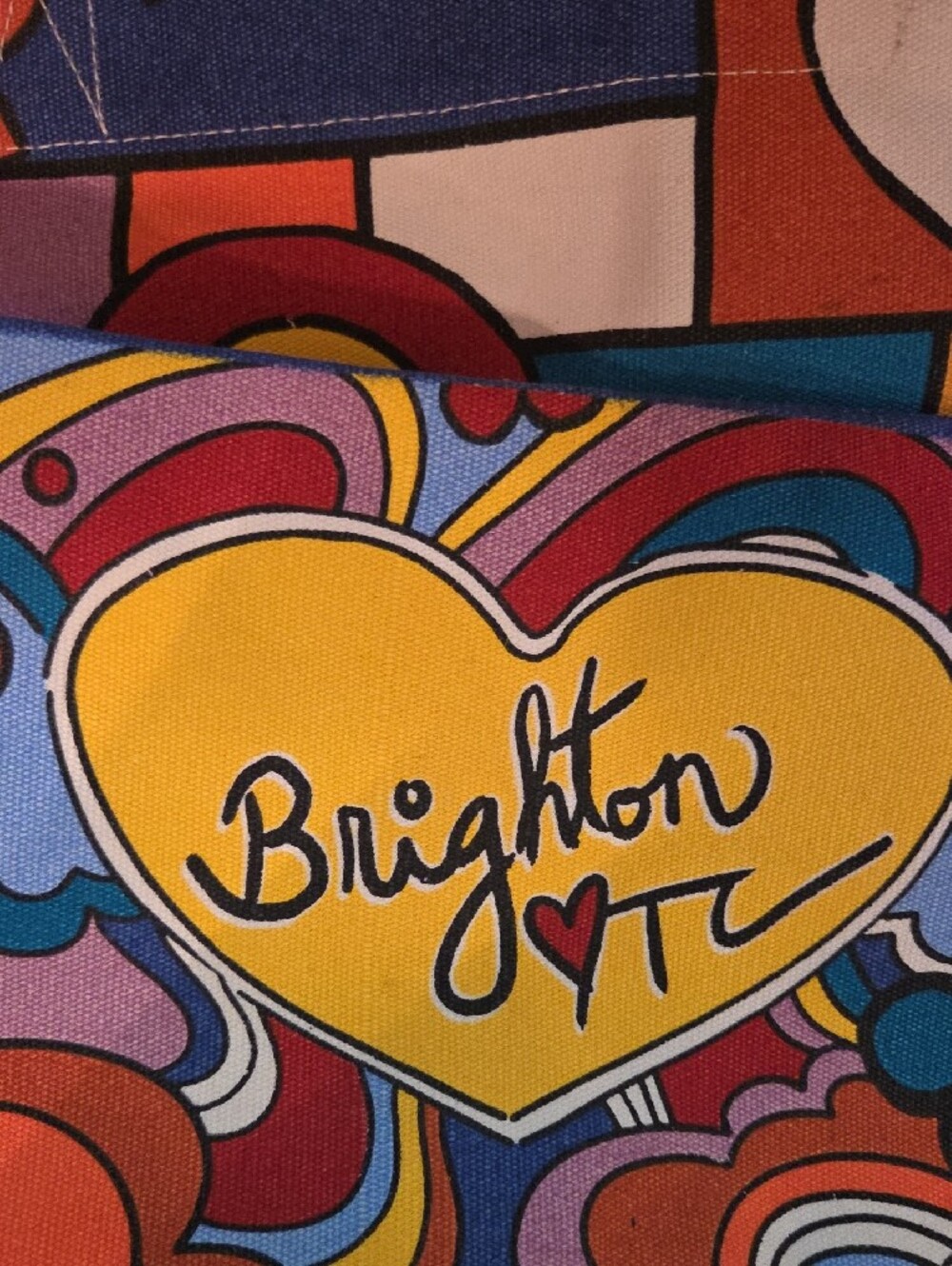 Brighton Multi-Color LOVE Graphic Tote - Yellow, Red, Blue, Orange, Pink - Picture 2 of 5